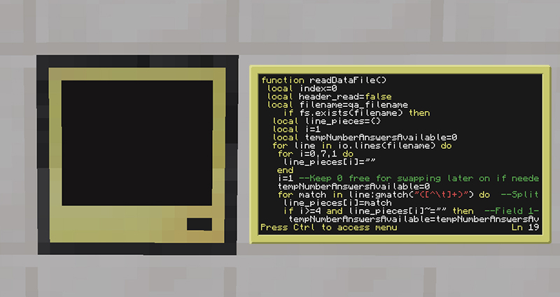 Blocky computer screen with 
    a coding window next to it